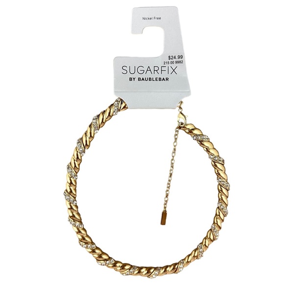 BaubleBar Jewelry - New With Tags Sugarfix By Baublebar Gold Necklace With Silver Rhinestones